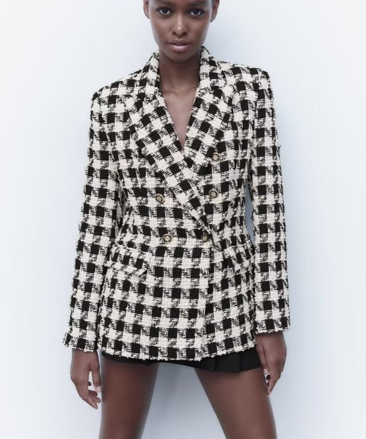 Houndstooth Double Breasted Blazer