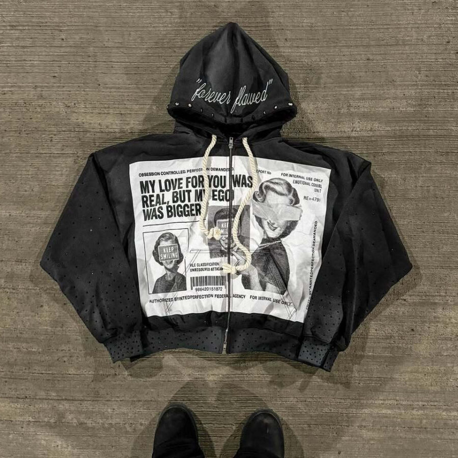 Color Block Rhinestone Street Hoodie