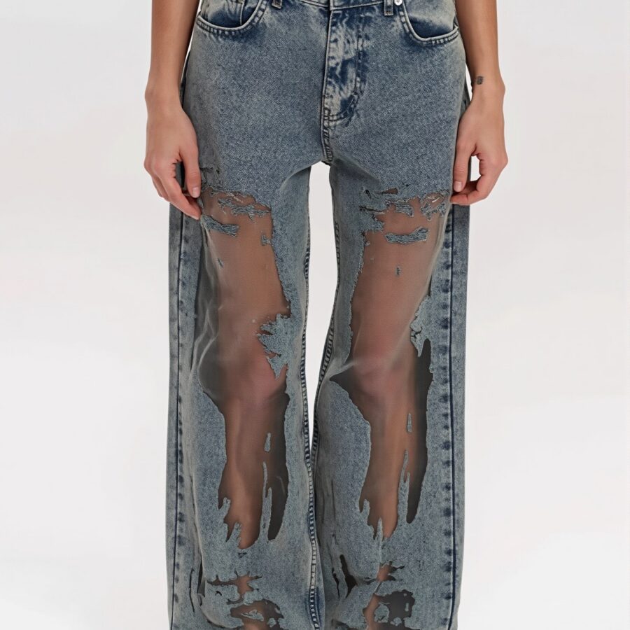 Vintage Splice Sheer Texture Jeans
