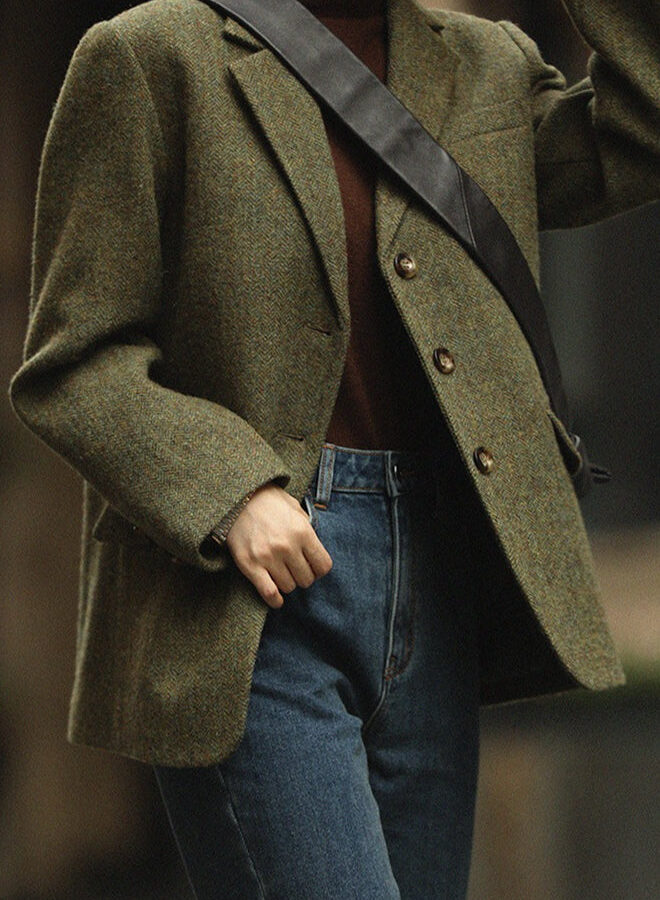 Wool Blend Single Breasted Blazer