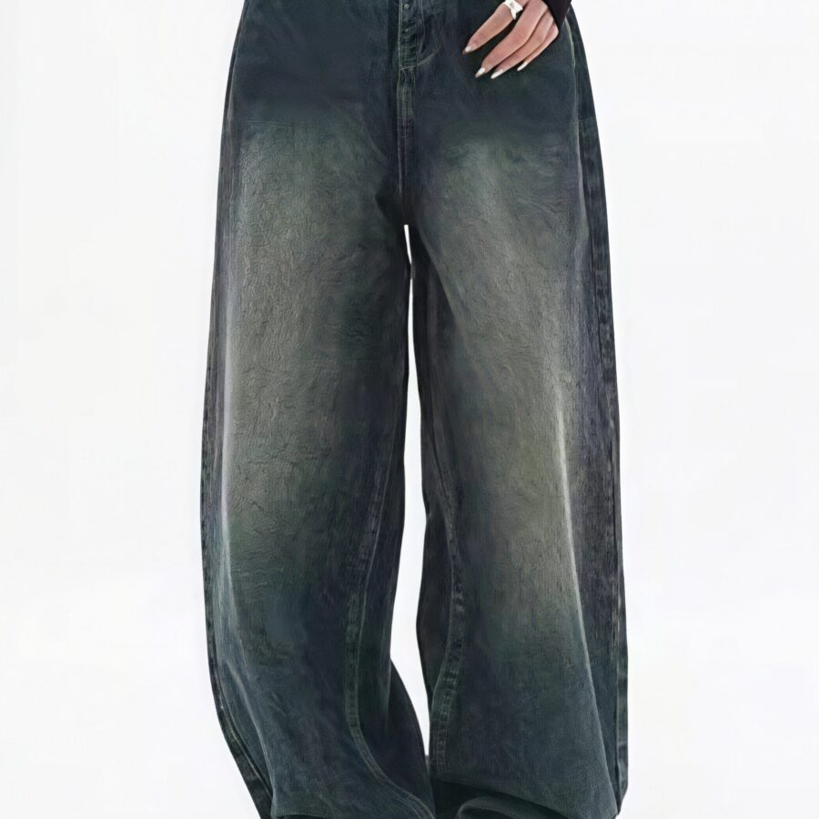 Retro Stylish High Waist Wide Leg Jeans